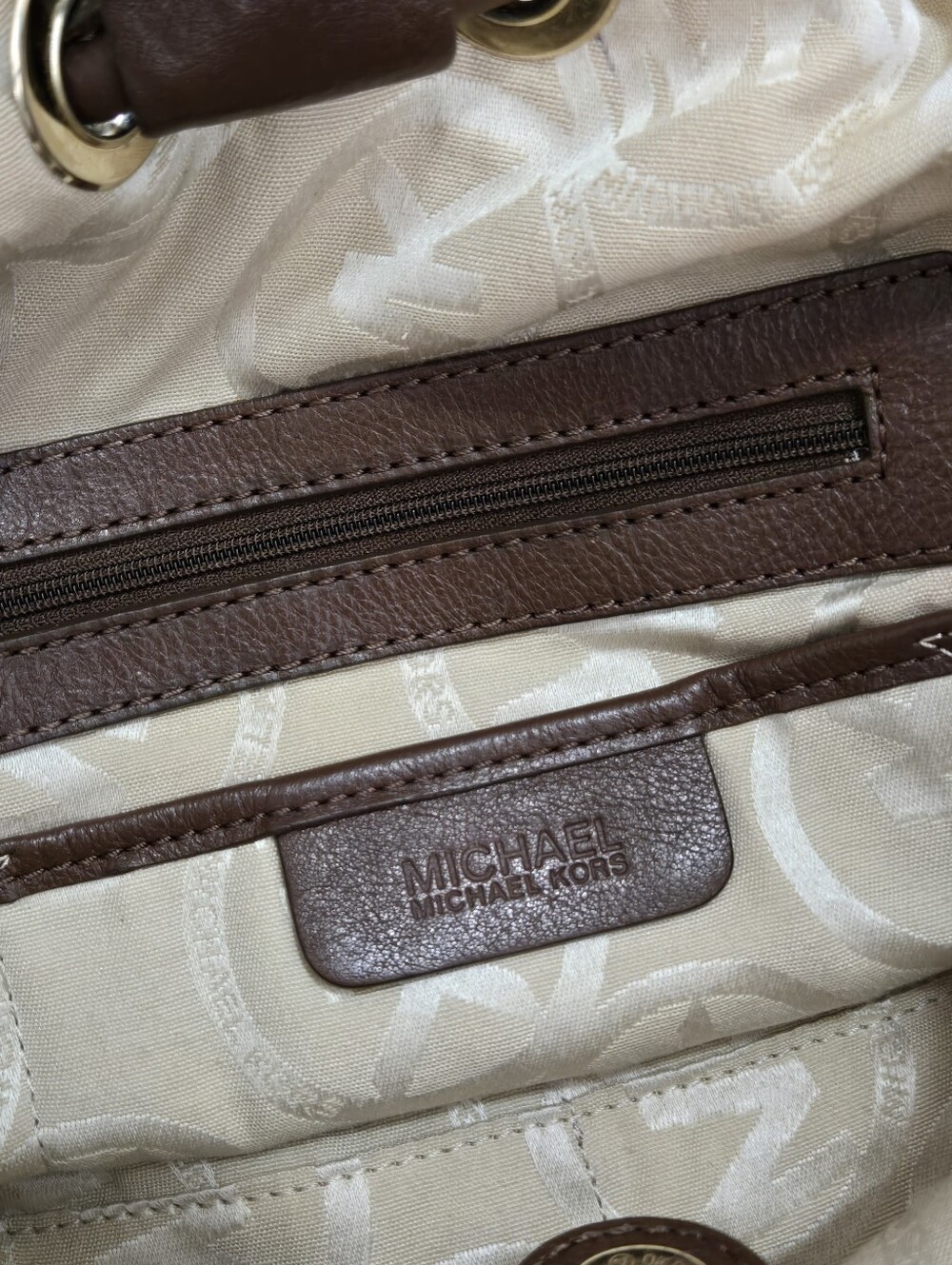 Michael Michael Kors Taupe Canvas Hobo Shoulder Bag - EUC - Picture 10 of 14